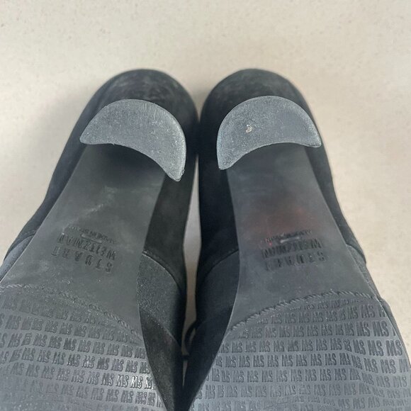 Pre-Loved STUART WEITZMAN Black Suede Pumps / Lace-up Heels - Size 7.5 - Picture 7 of 12